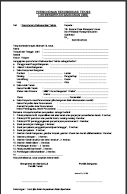 Form Rekomendasi Teknis IMB